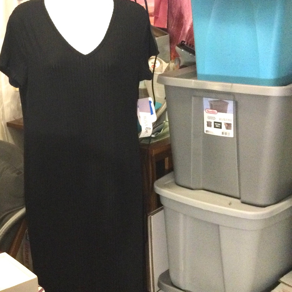 Just Be Classic Black Midi Dress. New Lrge.